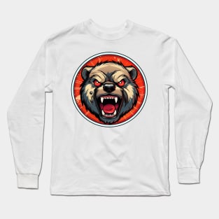 Angry Bear red Illustration Long Sleeve T-Shirt